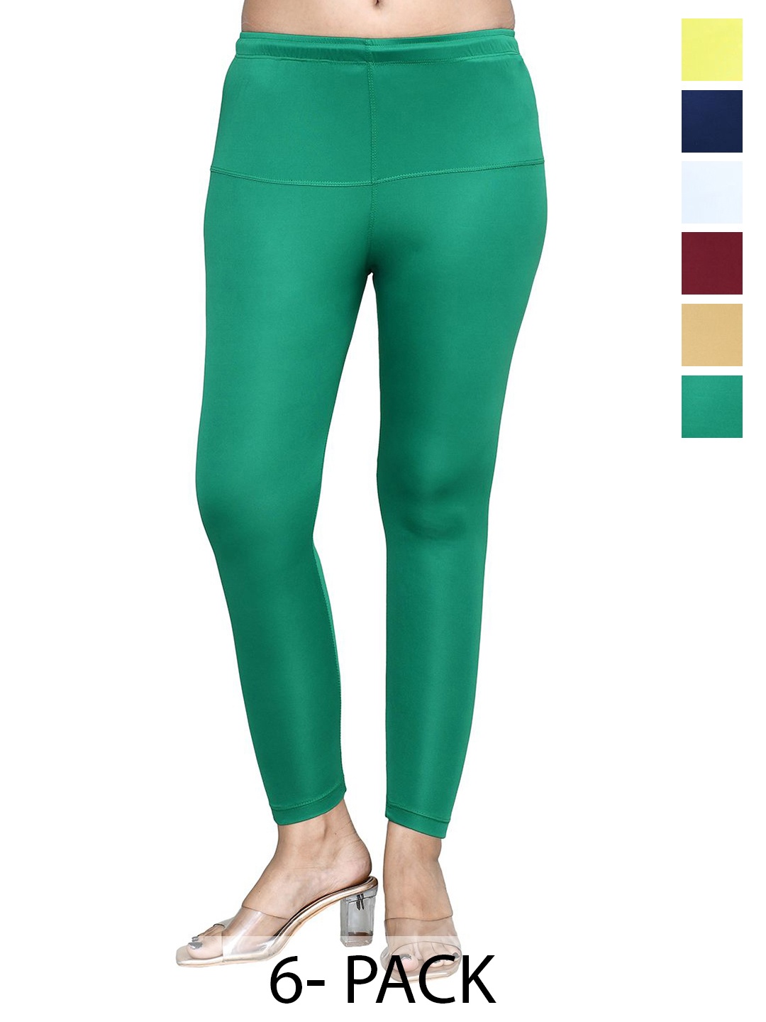 

RAPL Women Pack Of 6 Cotton Blend Breathable Ankle Length Leggings, Navy blue