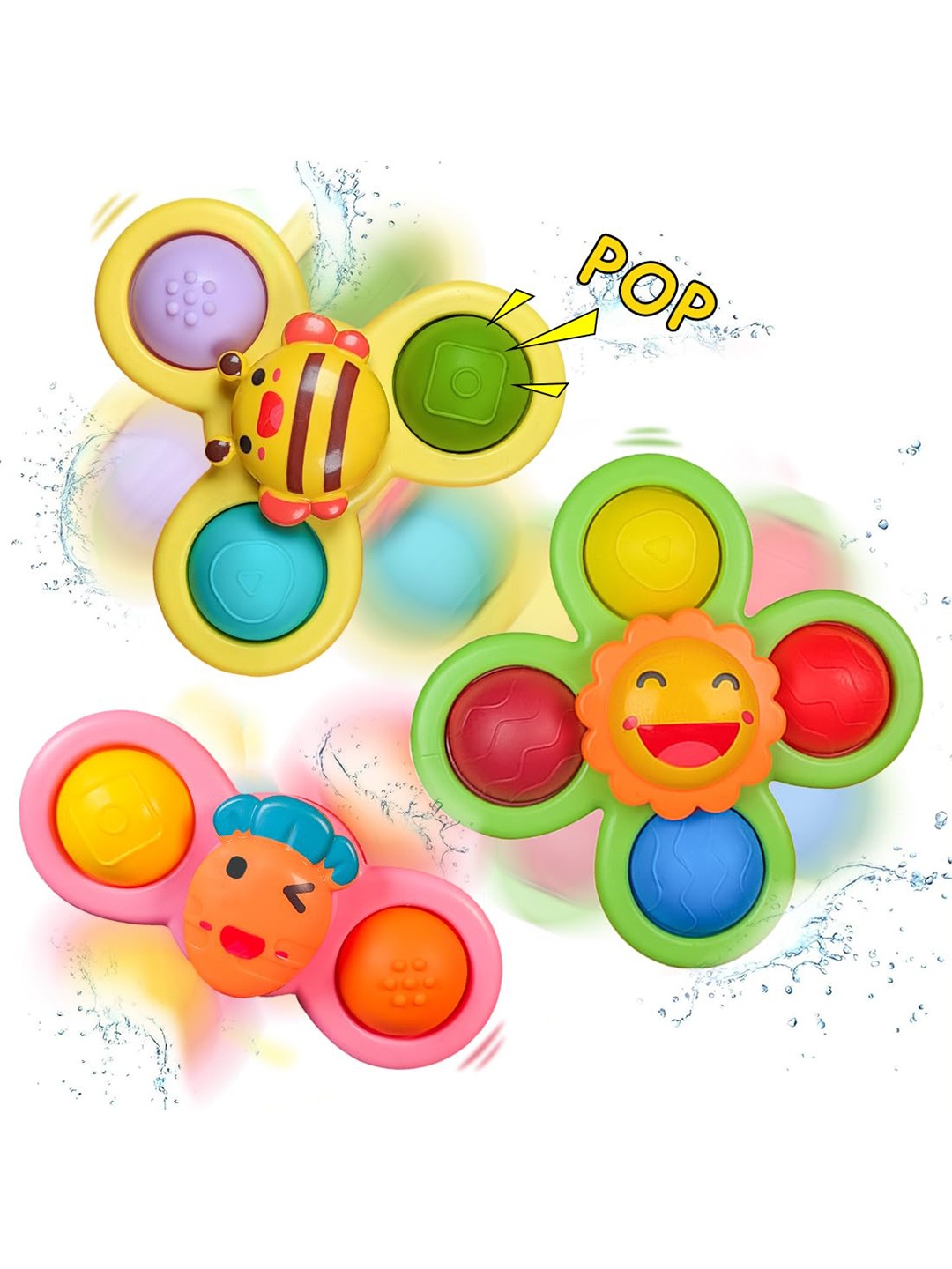 

WEMBLEY Set of 3 Scratch Resistant Spinner Activity Toys and Games, Yellow