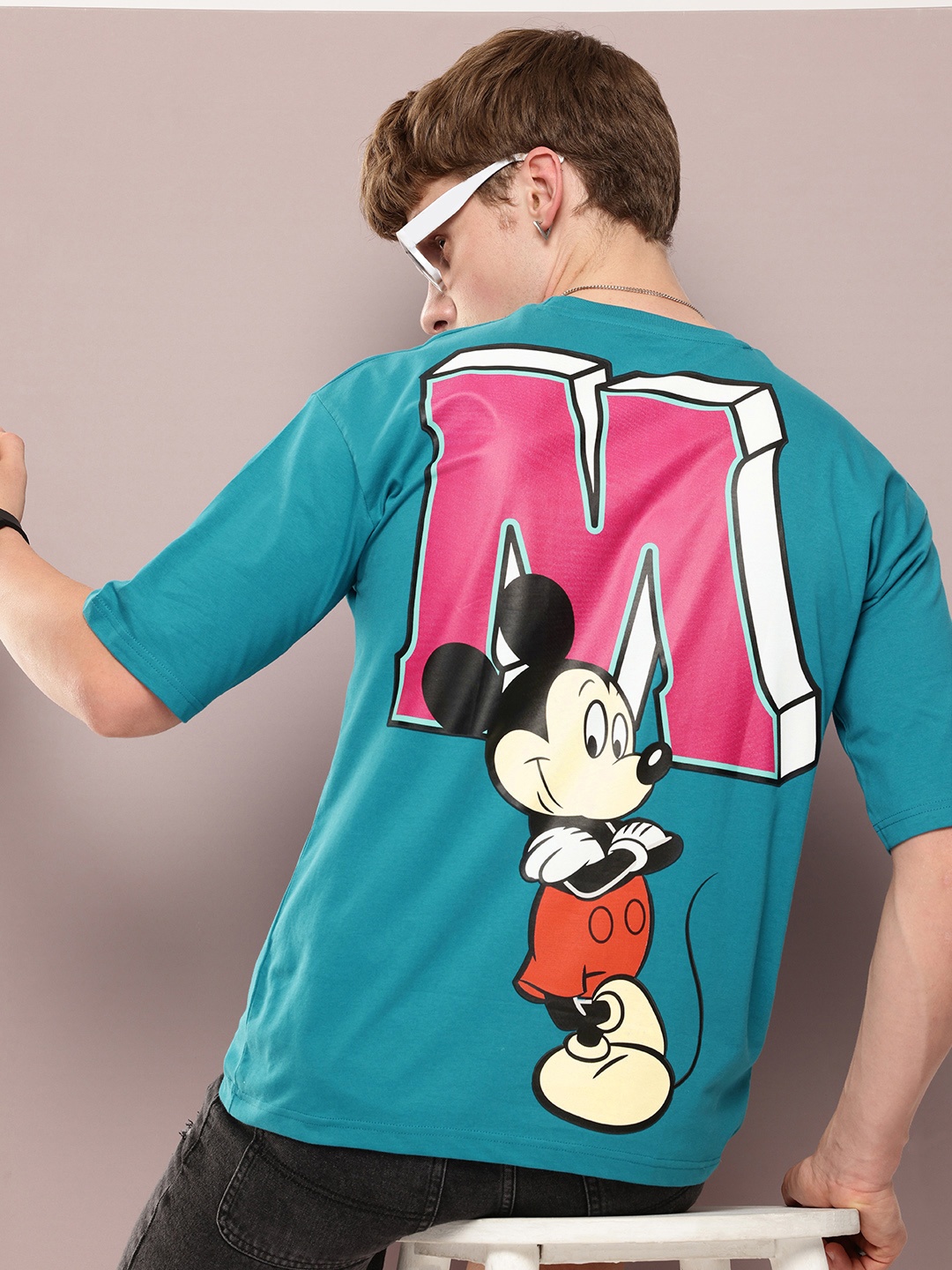 

Kook N Keech Oversized Fit Disney Mickey Mouse Graphic Printed Pure Cotton T-shirt, Blue