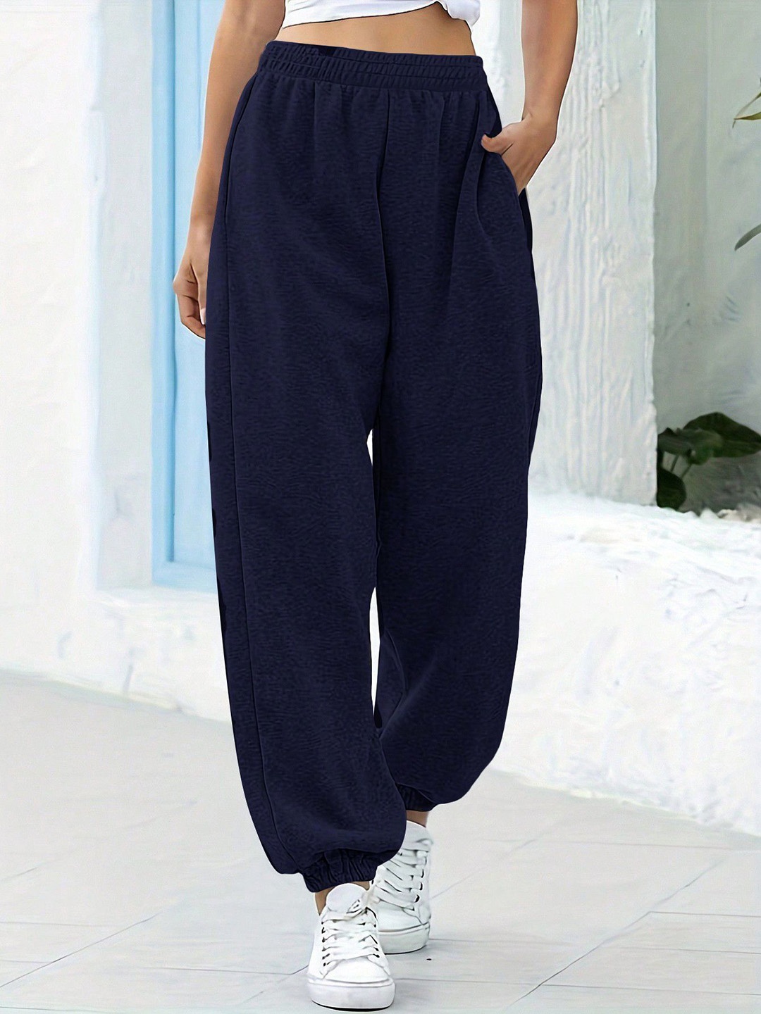 

KATECLO Women Relaxed High-Rise Joggers Trousers, Navy blue