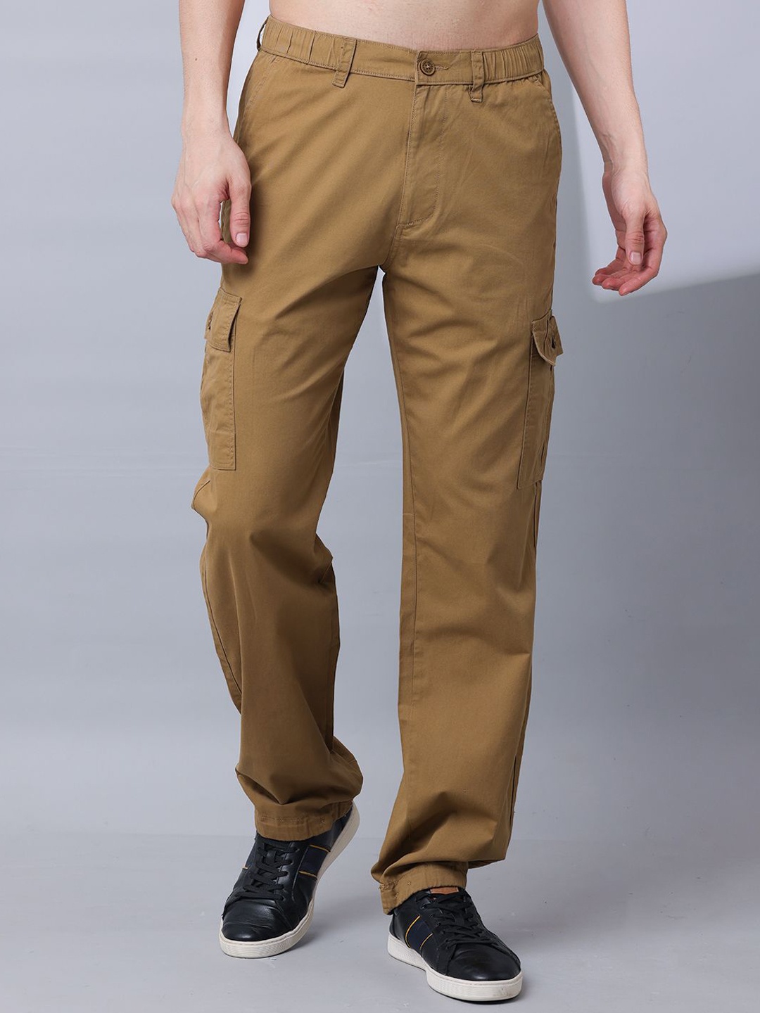 

RIGS AND RAGS Men Relaxed Loose Fit Cargos Trousers, Khaki