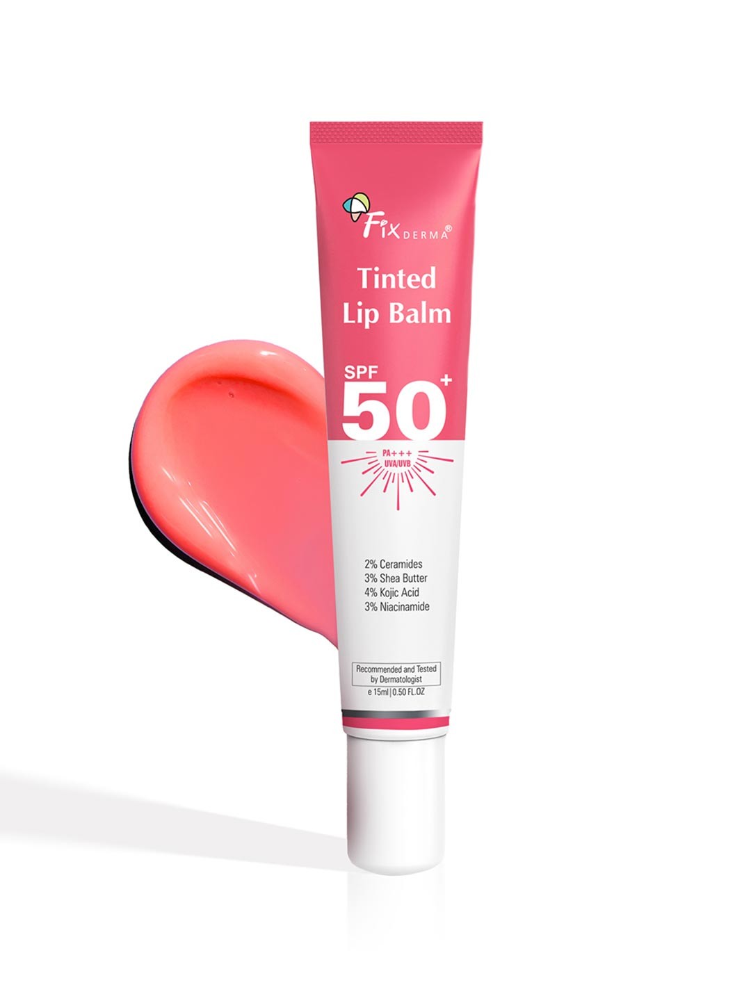 

FIXDERMA 4% Kojic Acid SPF50+PA+++ Tinted Lip Balm With Ceramide & Shea Butter 15ml - Pink