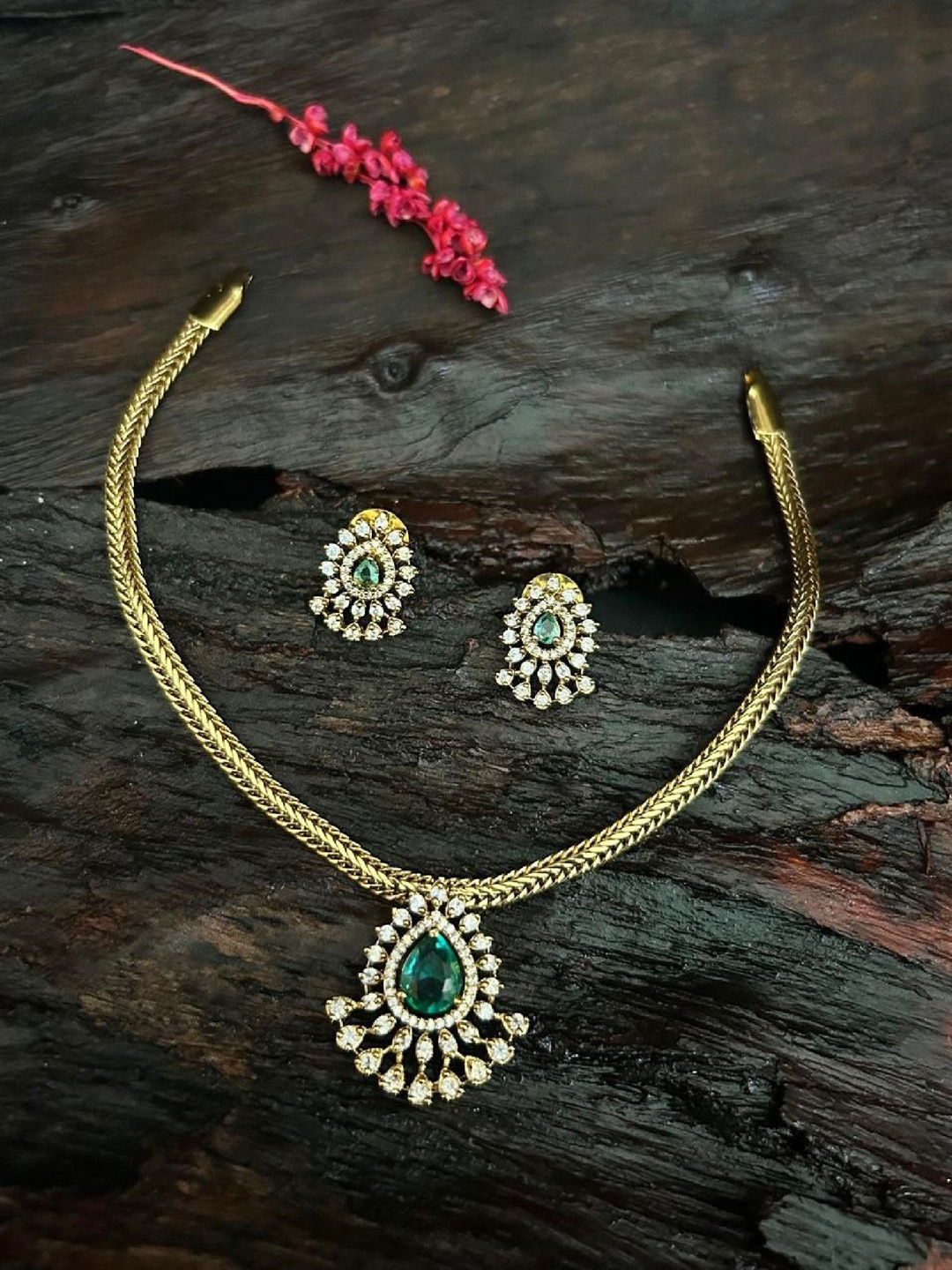 

GRIIHAM Premium Sayara Gold Plated CZ Stone Studded Jewellery Set