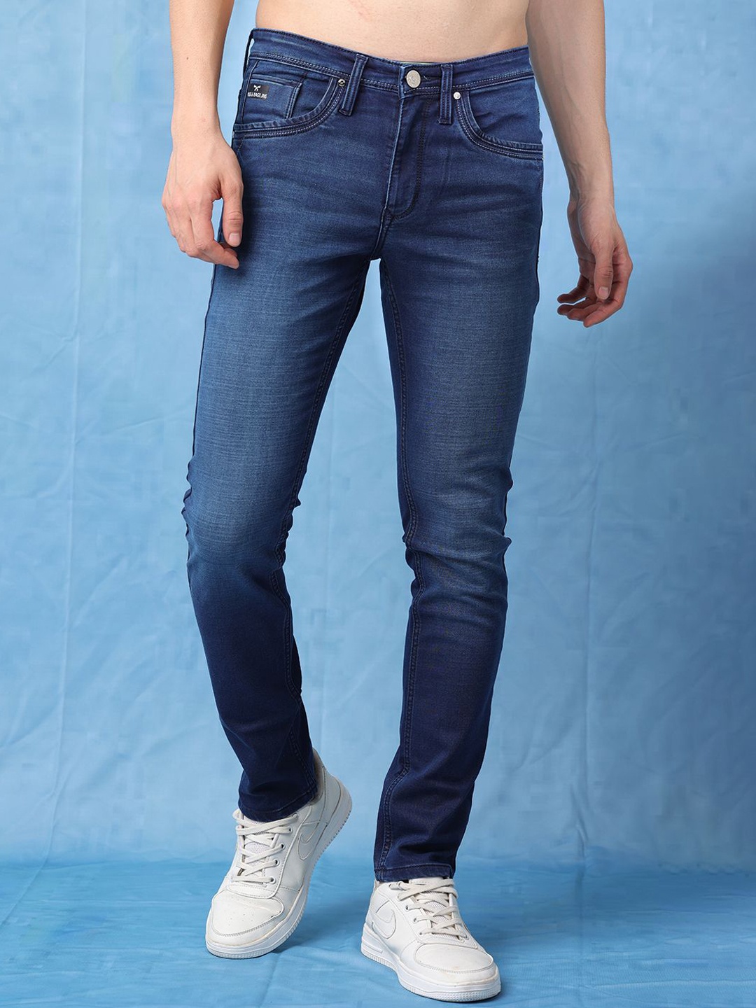 

RIGS AND RAGS Men Slim Fit High-Rise Light Fade Denim Jeans, Blue