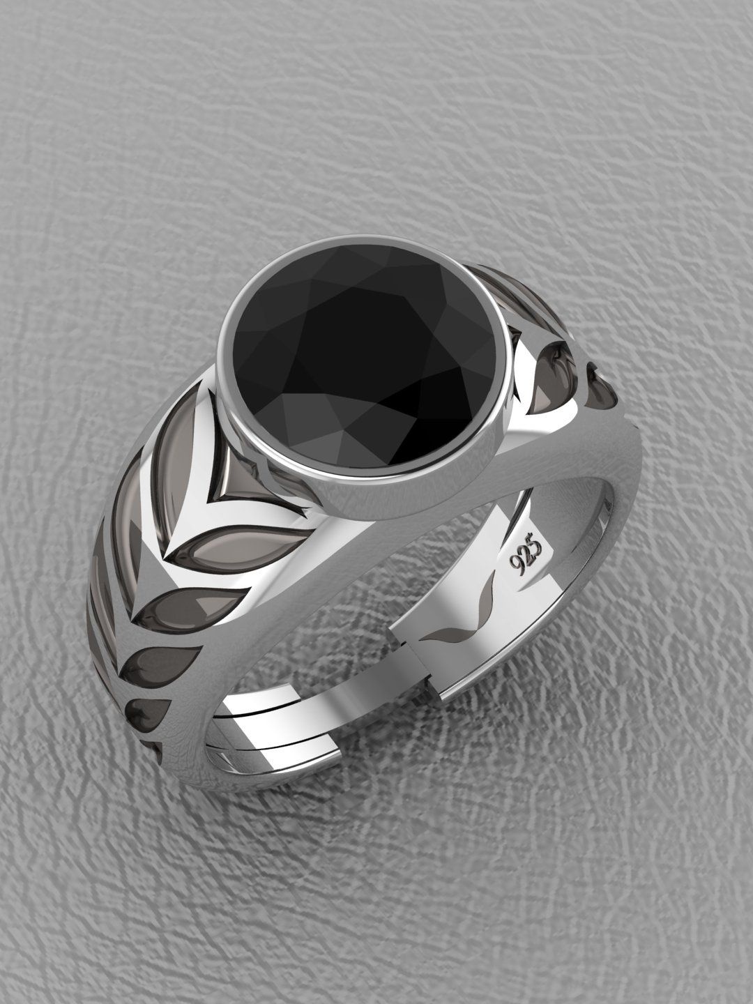 

Vitra Jewellery 925 Sterling Silver Round Nuri Onyx Studded Adjustable Finger Ring