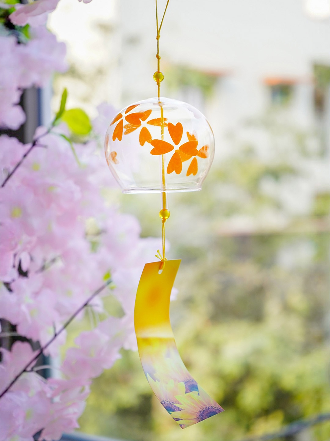 

Ekhasa Yellow & Transparent Glass Japanese Wind Chimes For Home Decor