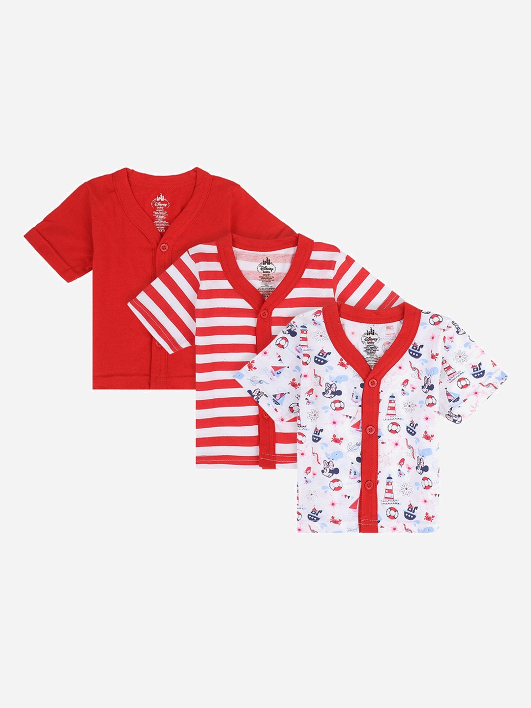 

Bodycare Infant Girls Pack Of 3 Printed Cotton Assorted Jablas IIBY3242-PK001., Red