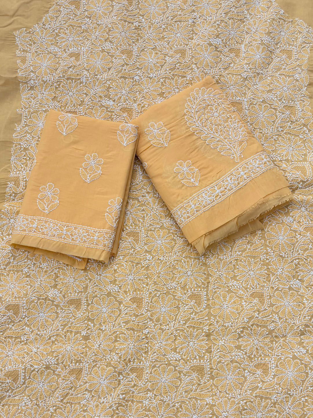 

PARAMOUNT CHIKAN Floral Embroidered Unstitched Dress Material, Yellow
