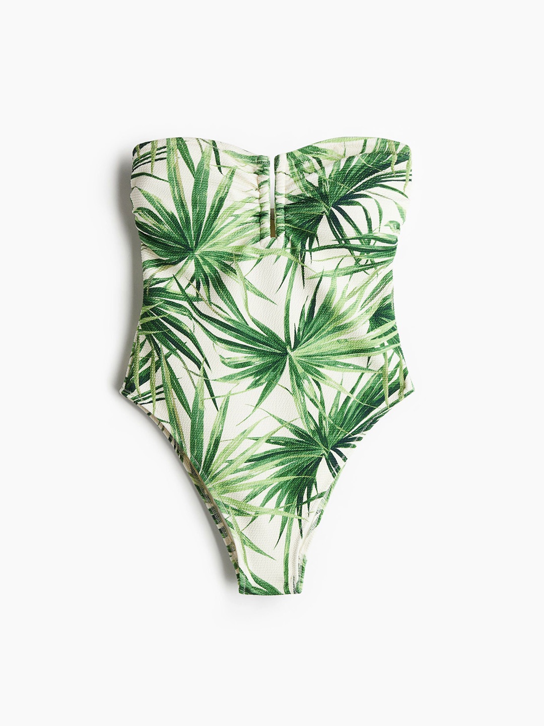 

H&M Women Padded-Cup Bandeau Swimsuit, Green
