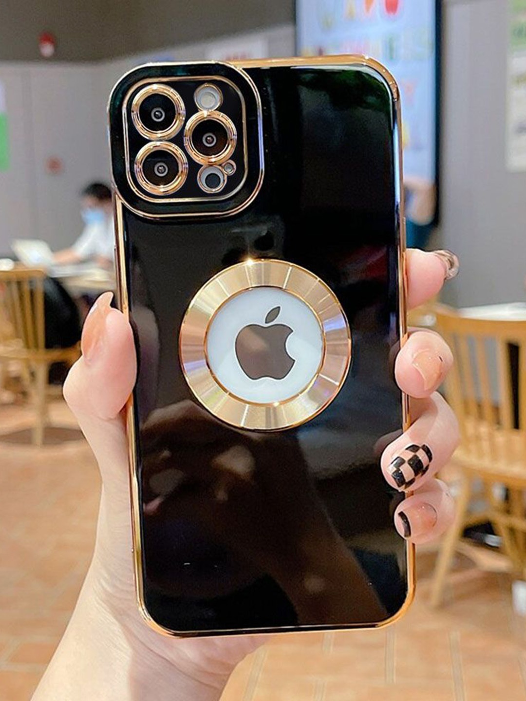 

Luxury Kase Soft Electroplated iPhone 14 Pro Back Case, Black