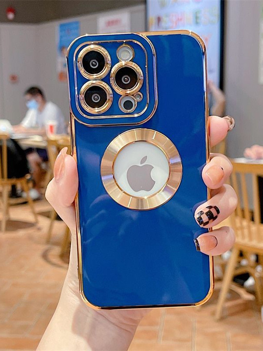 

Luxury Kase Soft Electroplated iPhone 13 Pro Back Case, Navy blue