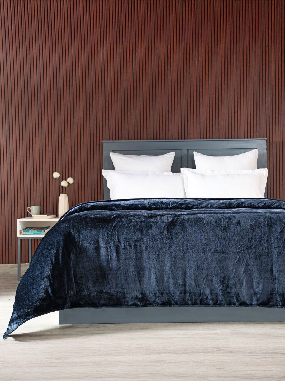 

MYTRIDENT Navy Blue 290 GSM Double Bed Blanket