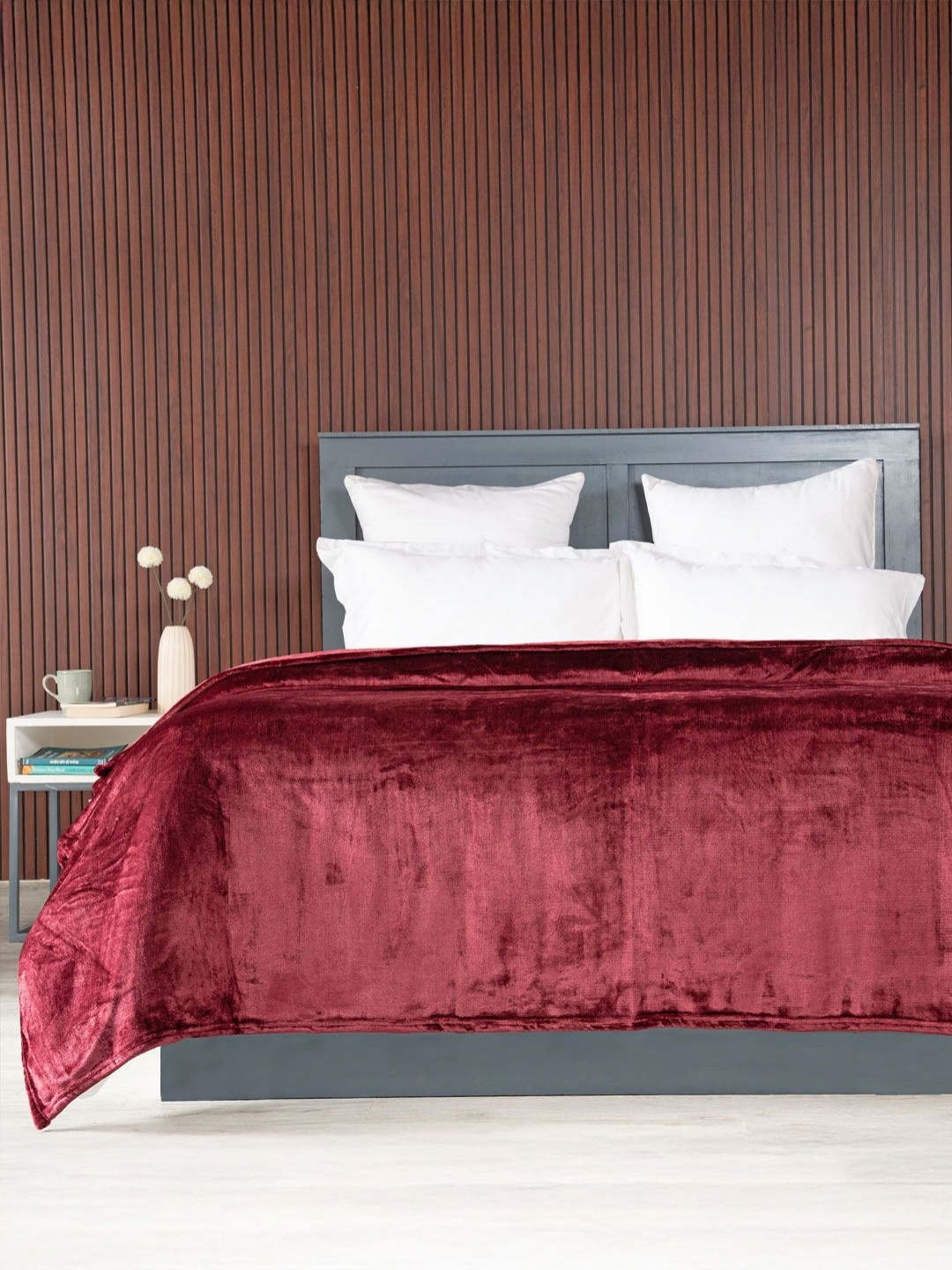 

MYTRIDENT Maroon 290 GSM Double Bed Blanket