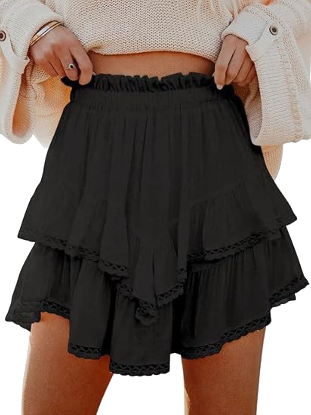 

StyleCast Women Pure Cotton Mini Skirt, Black