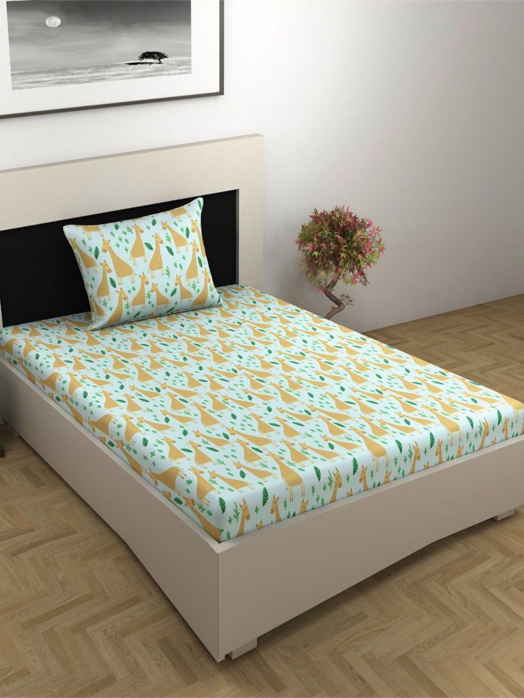 

Divine Casa Prisham Brown Printed Pure Cotton 144TC Single Bedsheet Sets - 2.23 m x 1.45 m