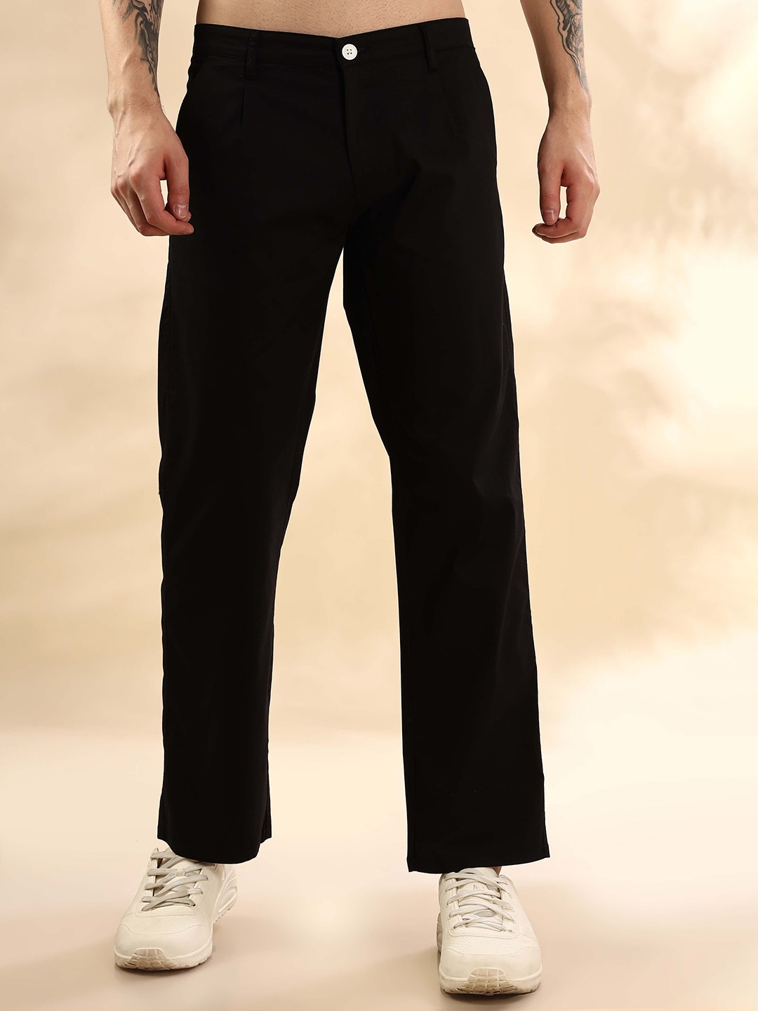 

Mast & Harbour Men Loose Fit Mid-Rise Trousers, Black