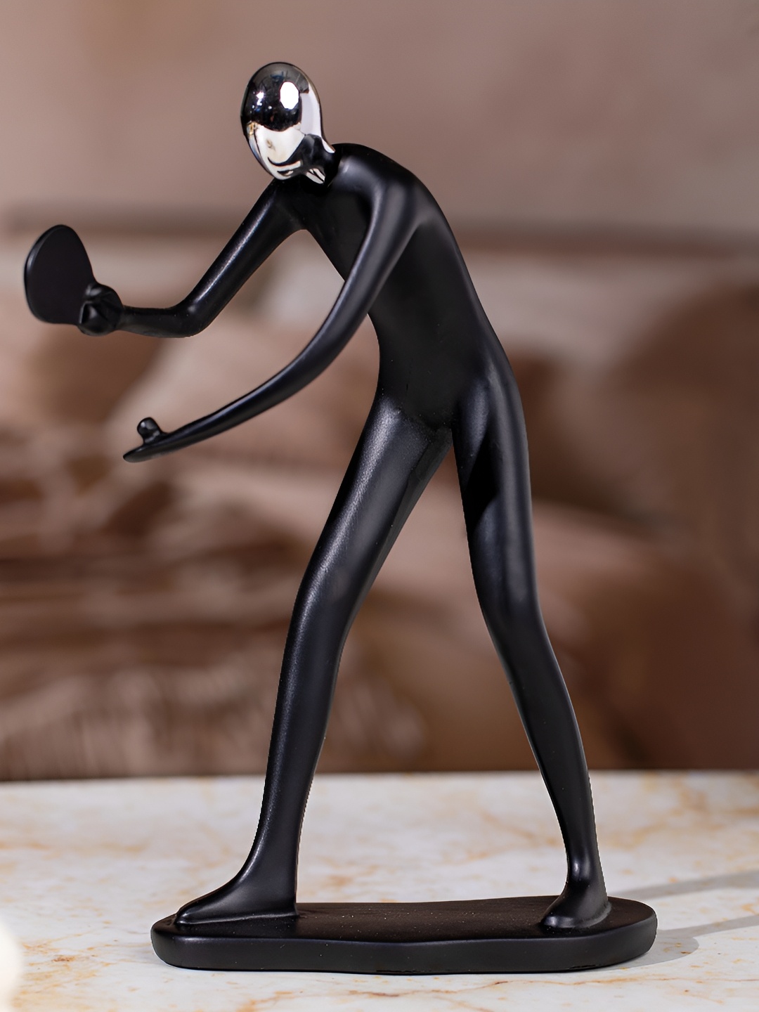 

TYOOHAR Black & Silver-Toned TT Pose Figurine Showpiece