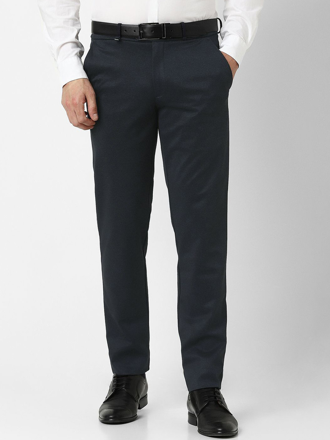 

Van Heusen Men Ultra Slim Fit Formal Trousers, Navy blue
