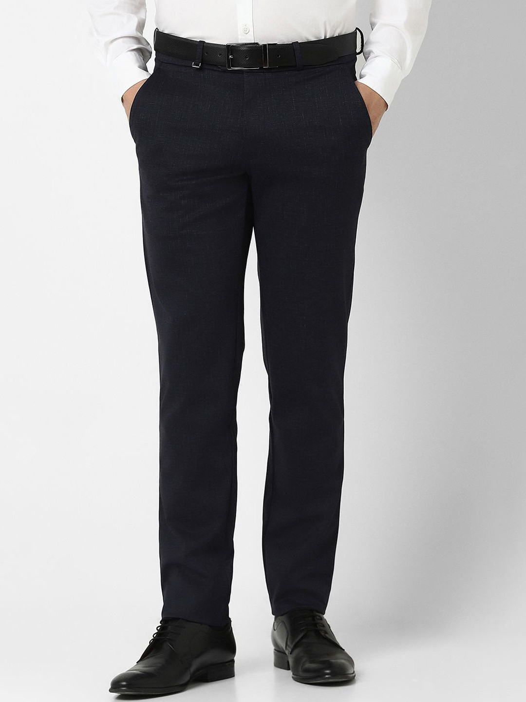 

Van Heusen Men Printed Ultra Slim Fit Trousers, Navy blue