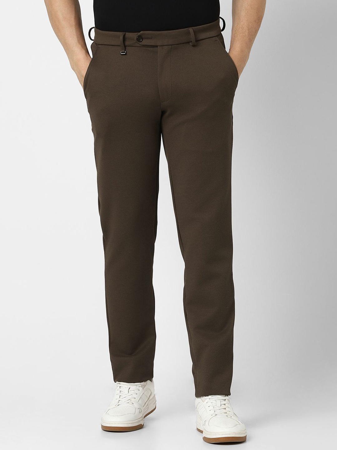 

Van Heusen Men Ultra Slim Fit Mid-Rise Trousers, Brown