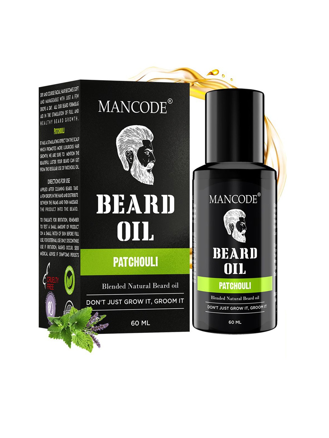 

MANCODE Beard Growth Patchouli Oil With Vitamin E - 60 ml, Black