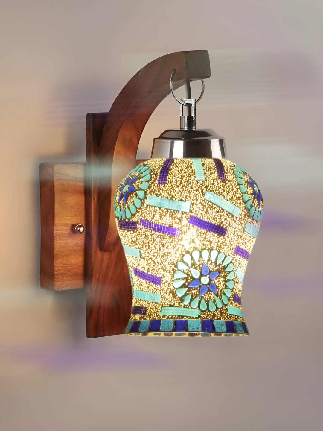 

Aura White & Blue Textured Metal Traditional Wall Lamp