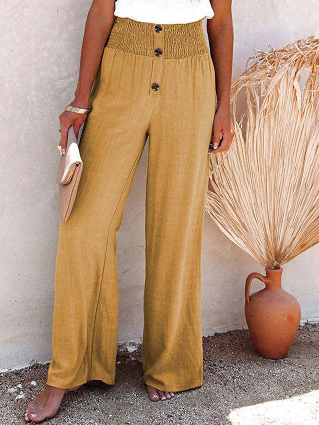 

StyleCast Women Cotton Pleated Trousers, Mustard