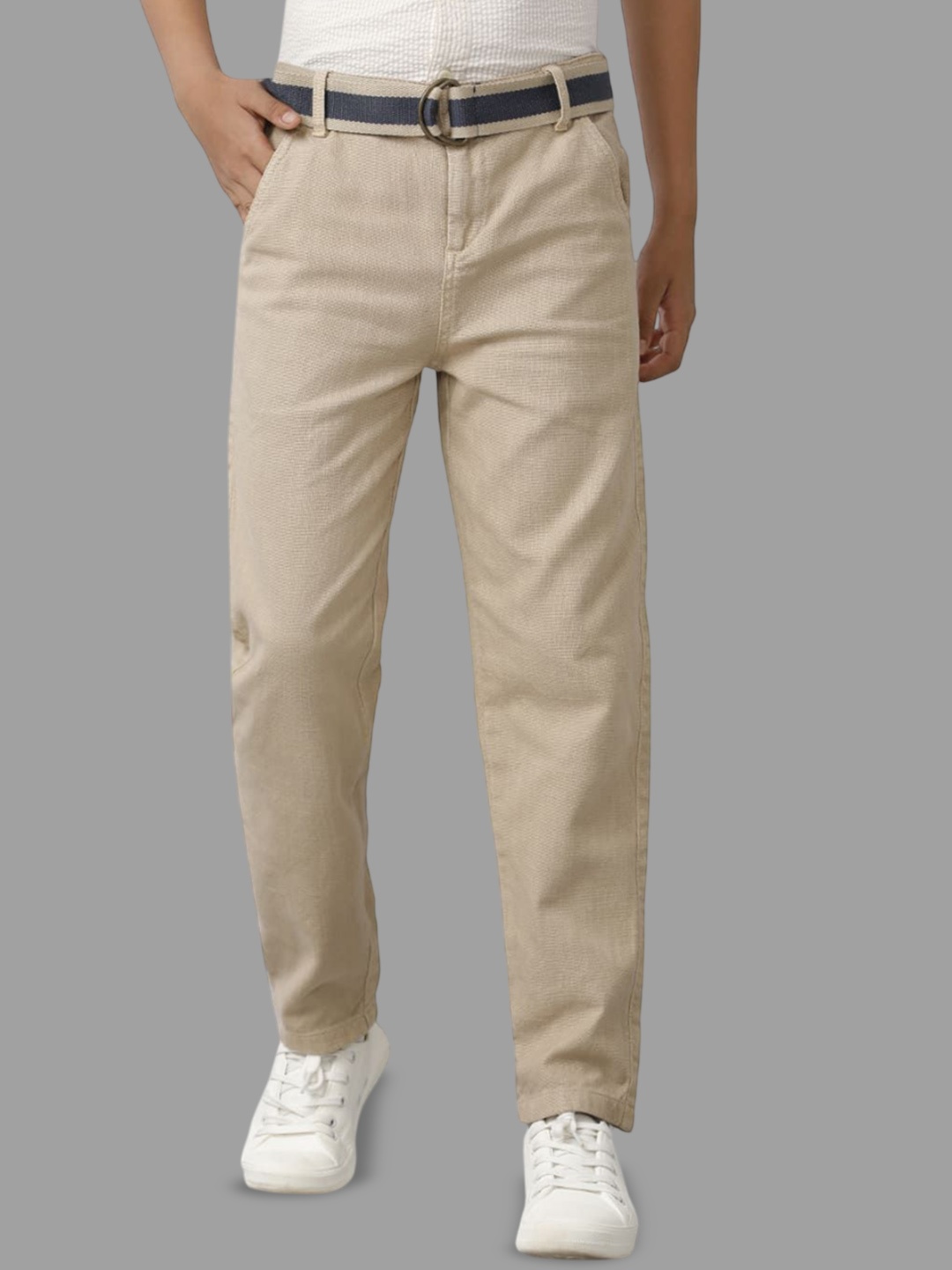

UNDER FOURTEEN ONLY Boys Textured Trousers, Beige