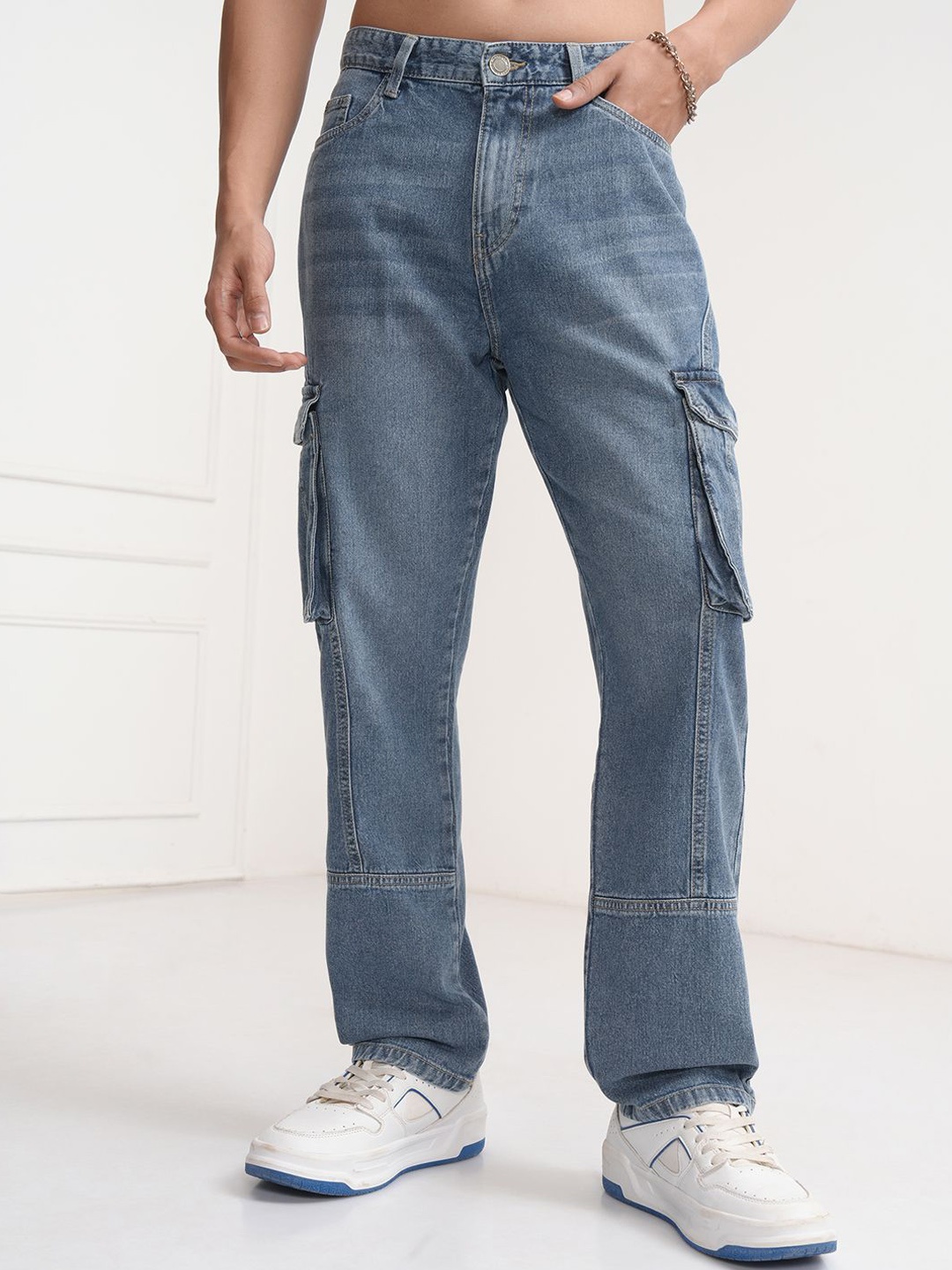 

HIGHLANDER Men Cotton Straight Fit Stretchable Jeans, Blue