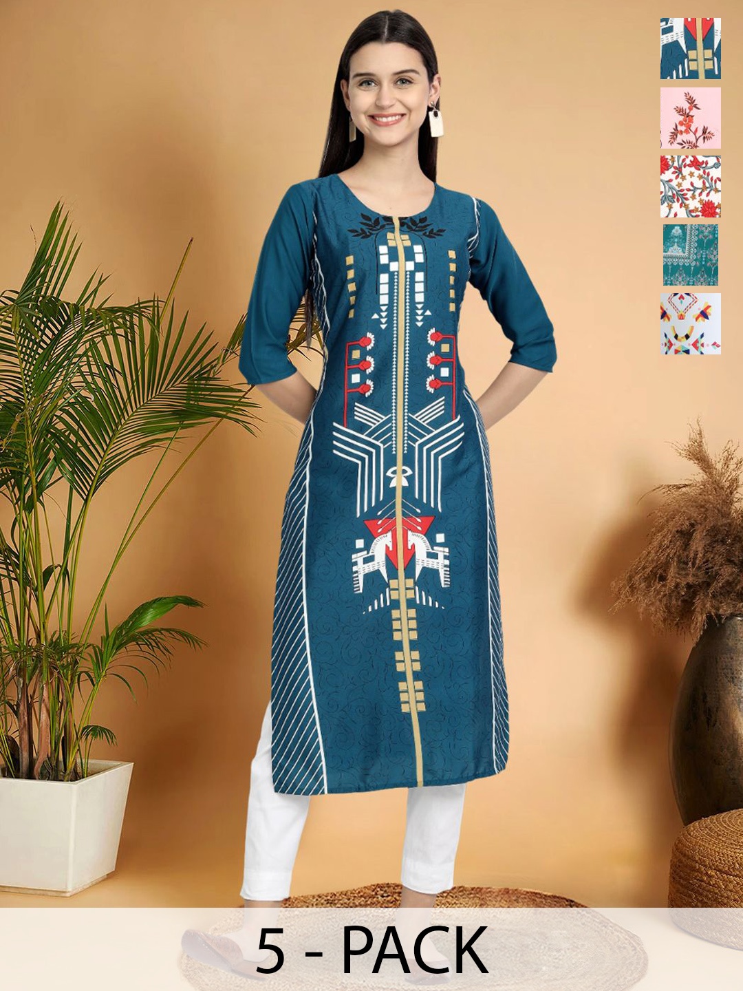 

7Threads Women Ethnic Motifs Printed Sequinned Floral Crepe Kurta, Multi