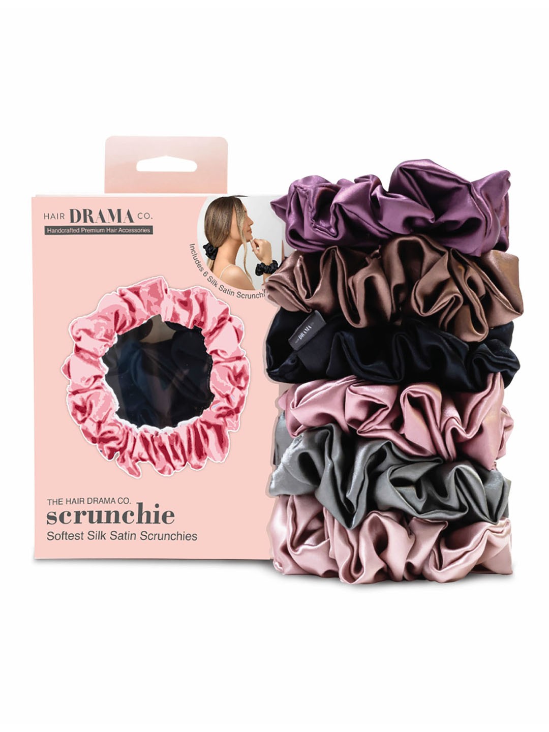 

HAIR DRAMA CO. Women Set of 6 Ponytail Holders, Grey