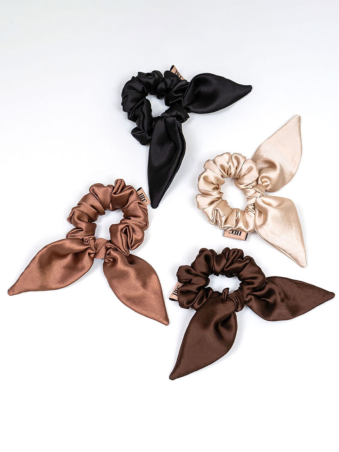 

HAIR DRAMA CO. Women Set of 4 Ponytail Holders, Brown