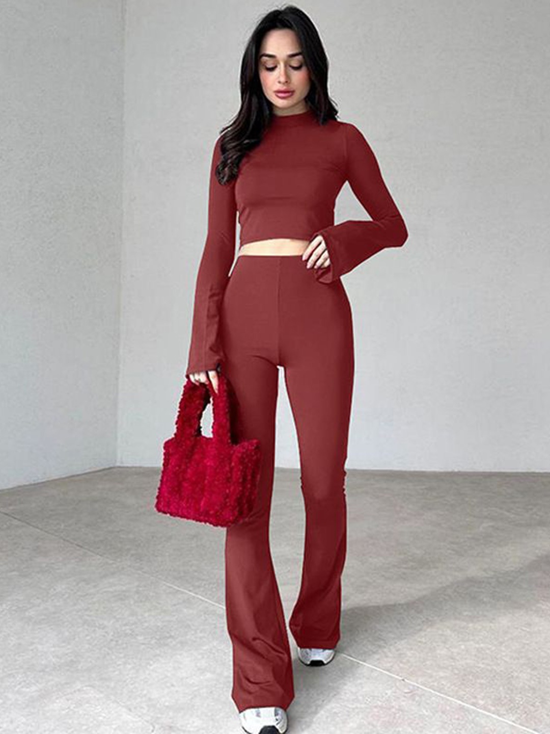 

StyleCast Maroon Round Neck Top With Trouser