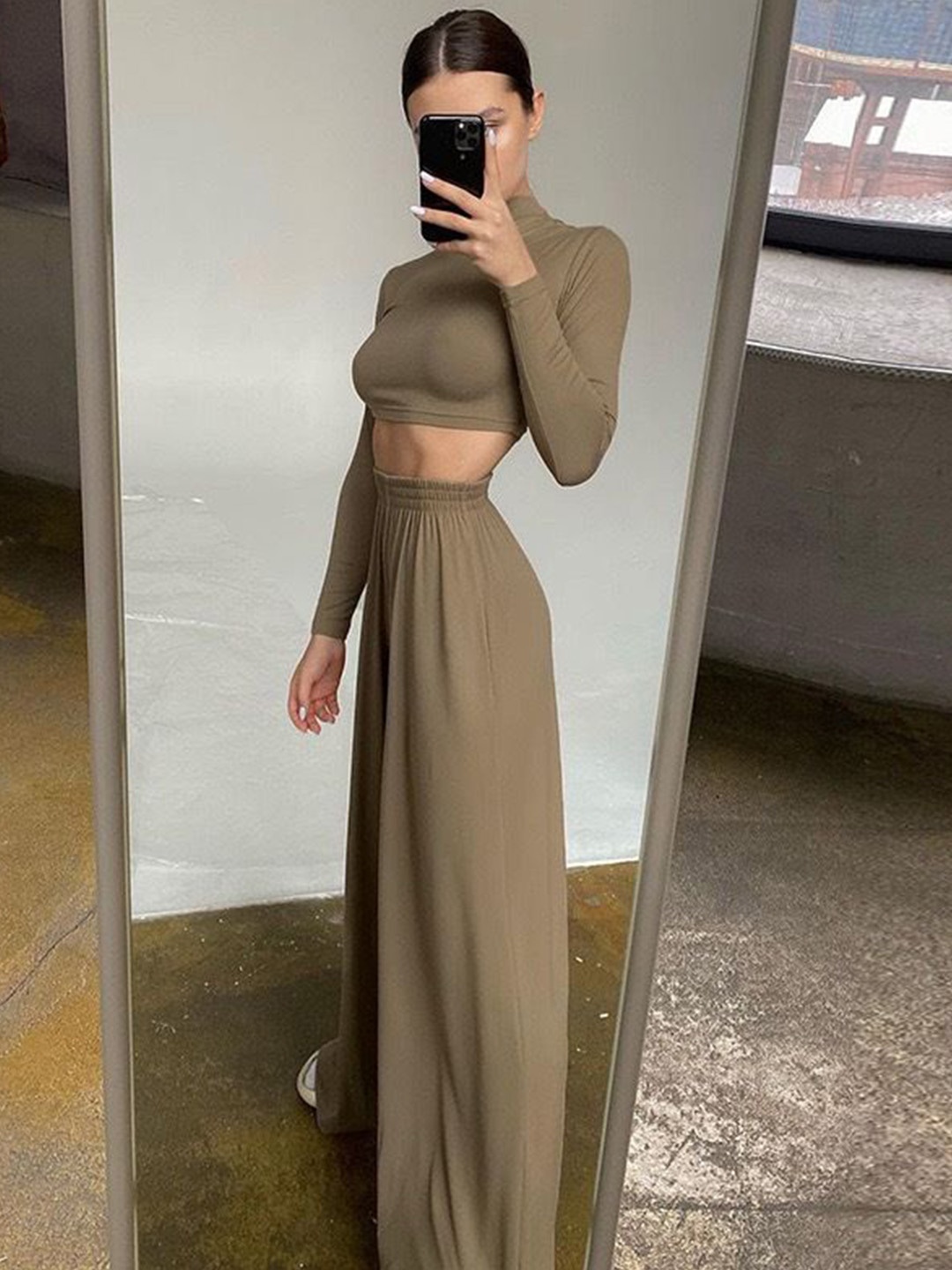 

StyleCast Brown Round Neck Top & Trouser