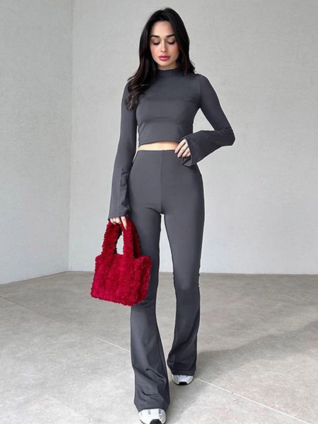 

StyleCast Grey High Neck Long Sleeves Top With Trouser