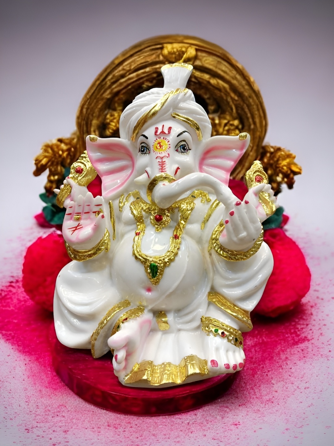 

SANKALAN CREATIONS White & Pink Lord Ganesha Decorative Figurine Showpiece