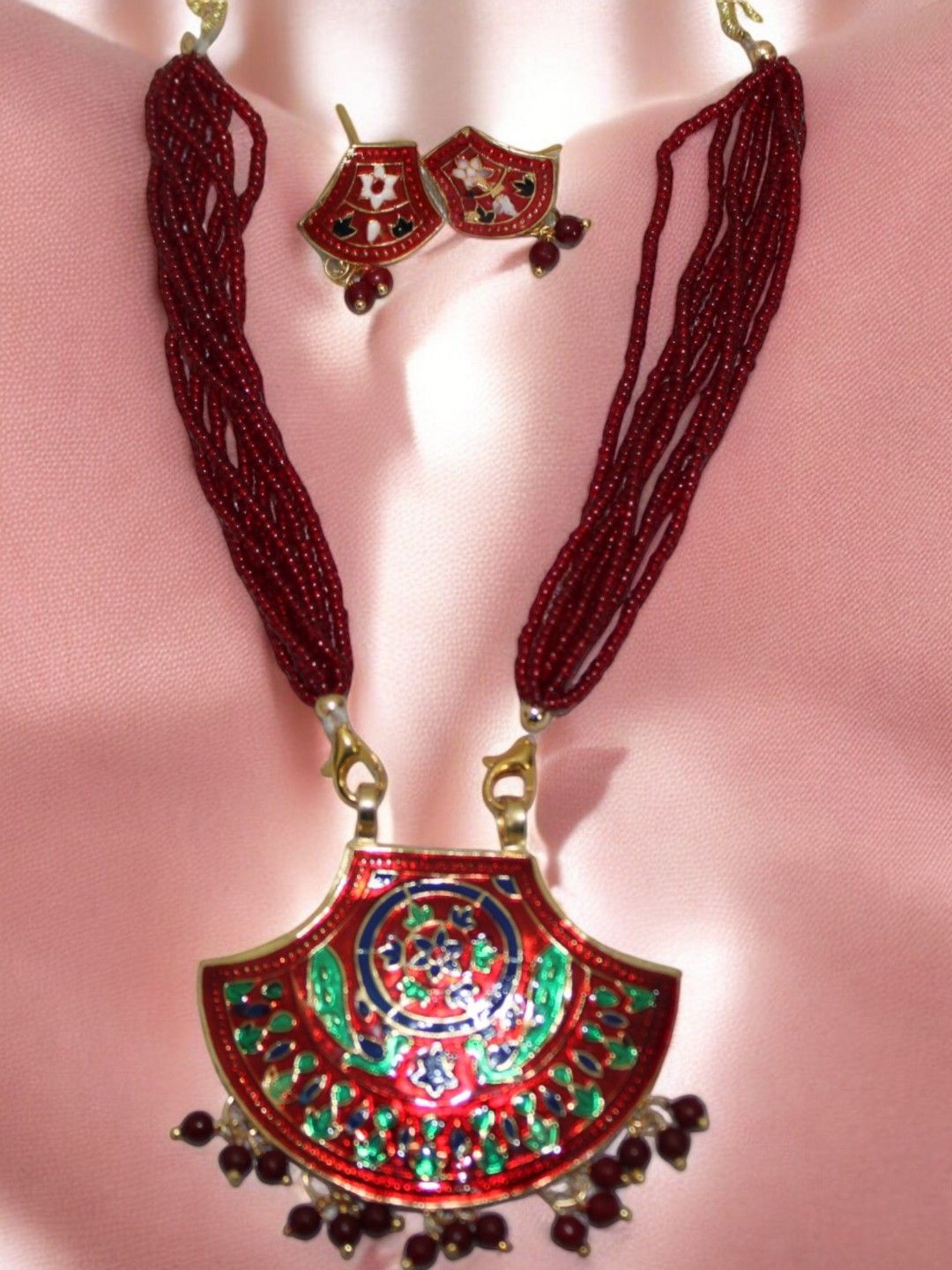 

Jolly Faces Beaded-Studded Necklace & Earrings, Gold