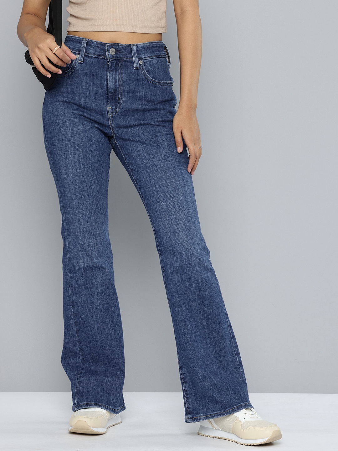 

Levis Women 726 Flared High-Rise Stretchable Jeans, Blue