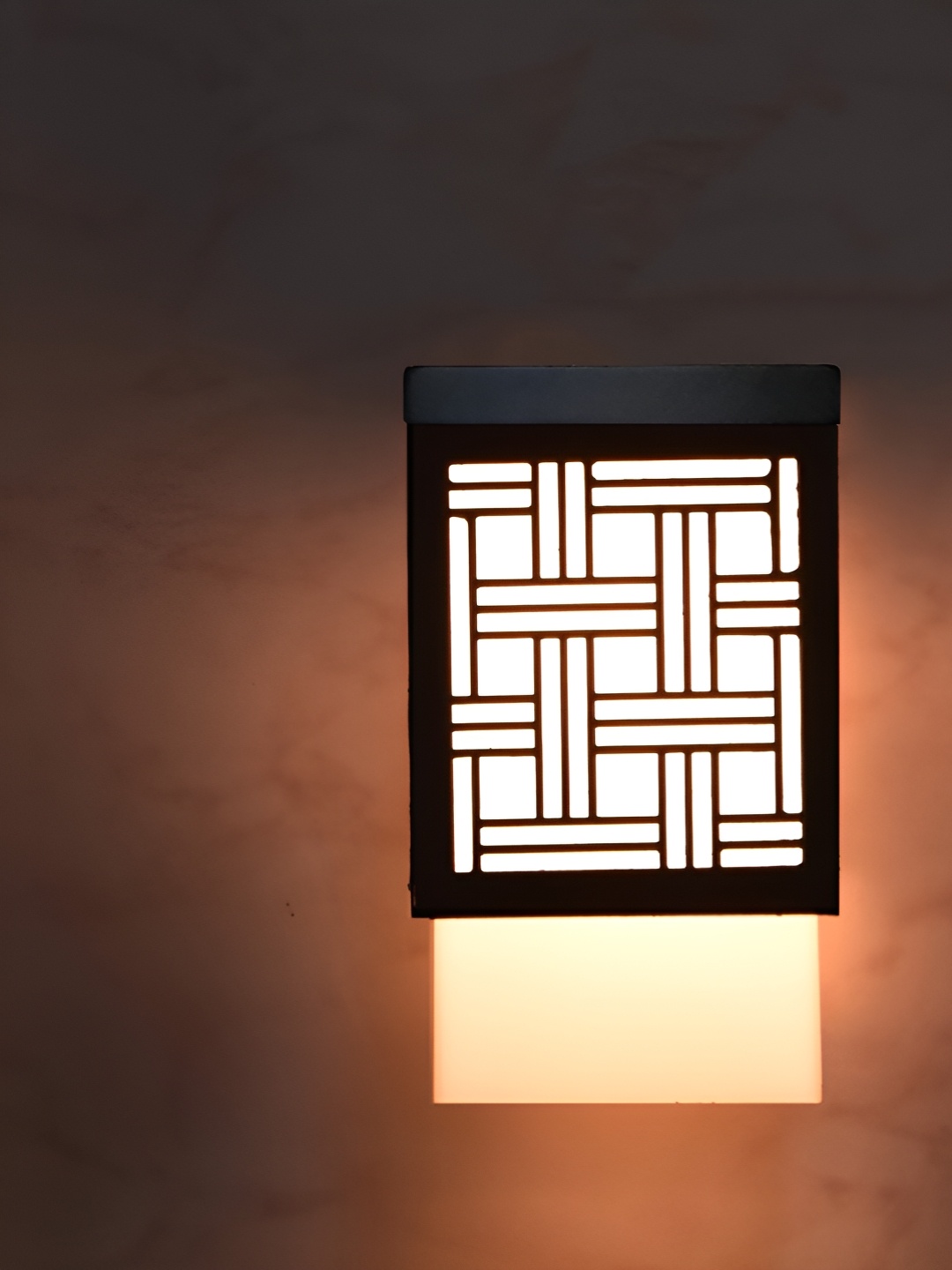 

Gojeeva Black & White Textured Wooden Square Shaped Ceiling Lamp