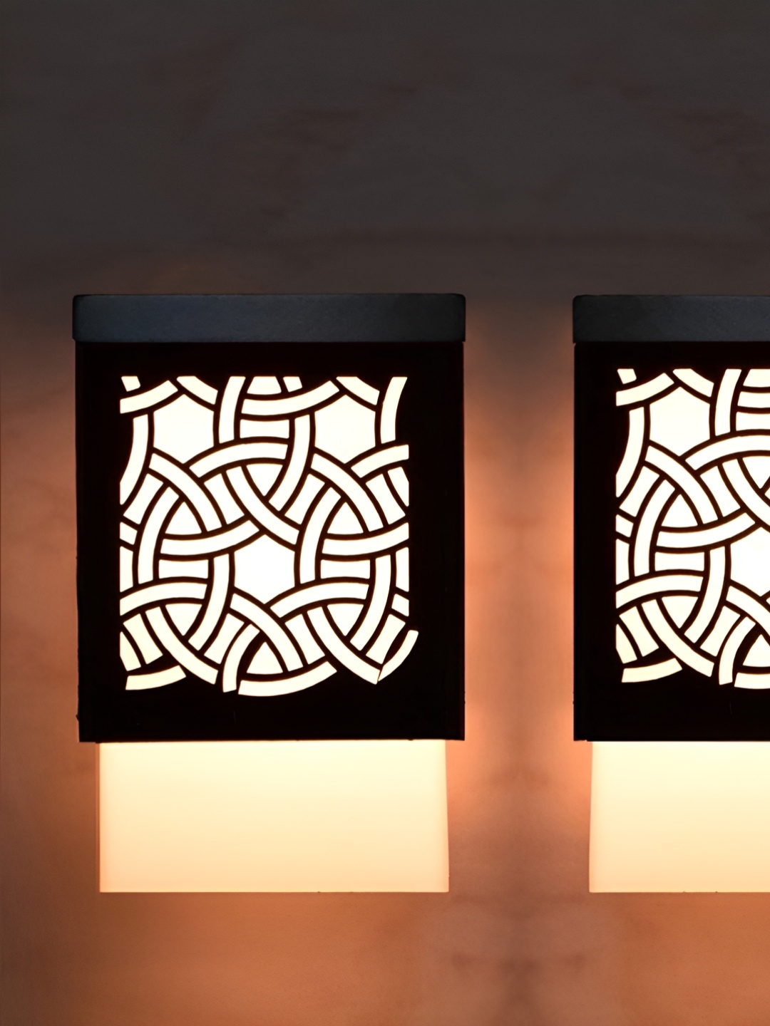 

Gojeeva Black & White 2 Pieces Textured Square Shaped Wooden Ceiling Wall Lamps