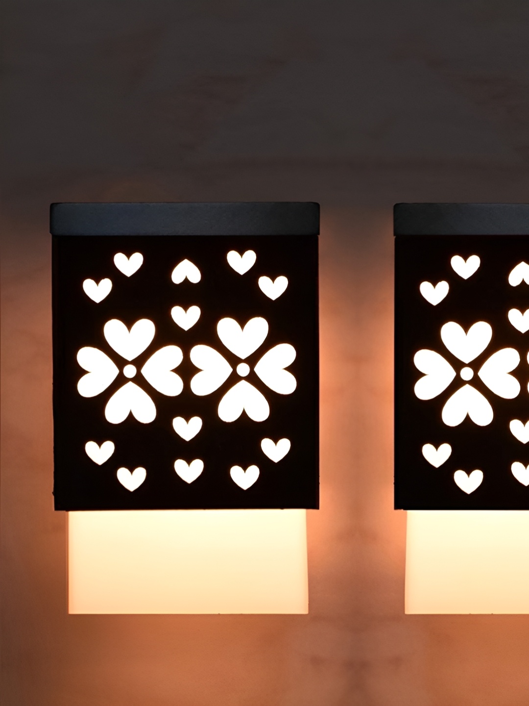 

Gojeeva Black & White 2 Pieces Textured Wooden Square Shaped Ceiling Wall Lamps