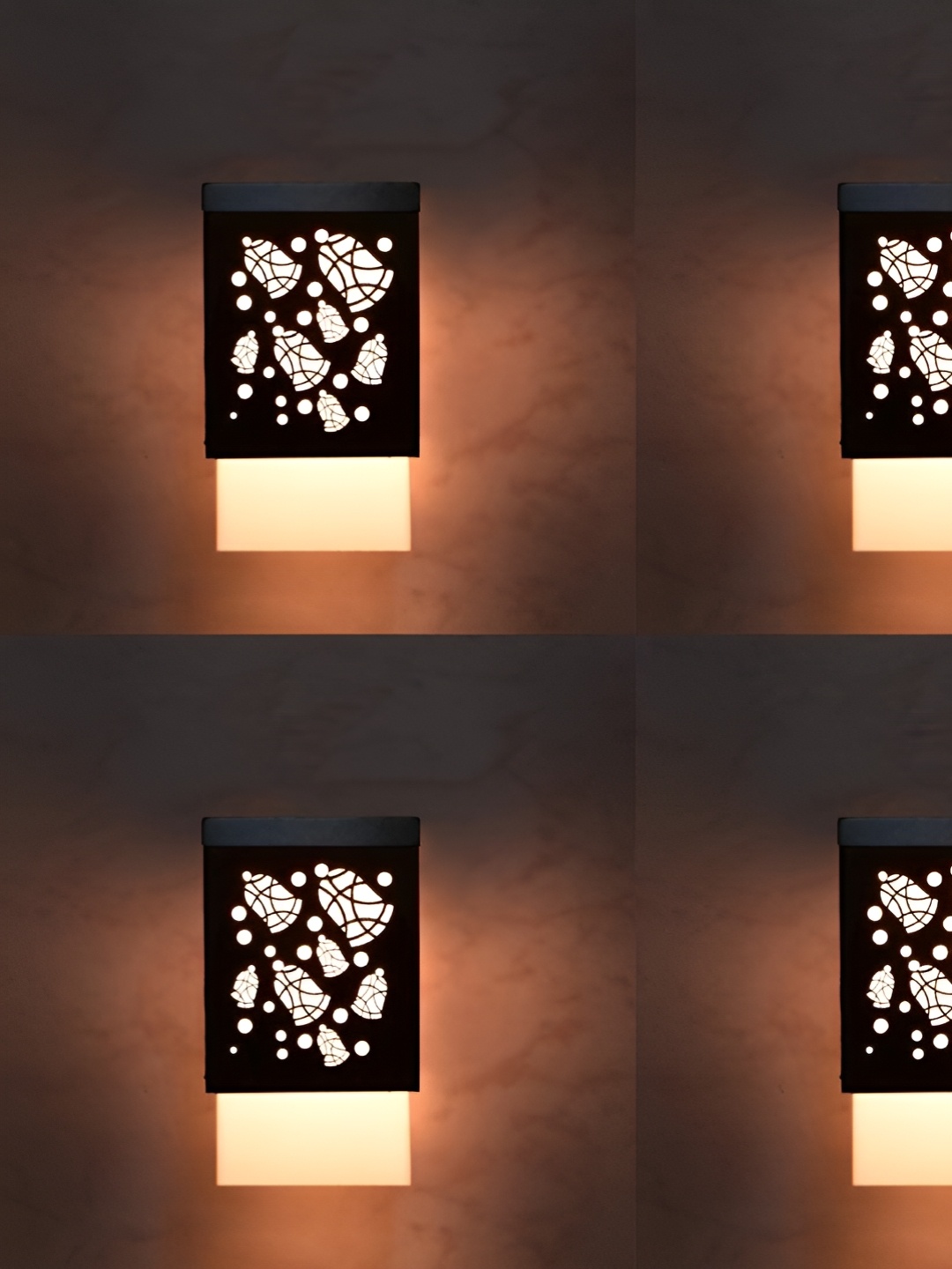 

Gojeeva Black and White 4 Pieces Wooden Textured Square Shaped Contemporary Wall Lamps