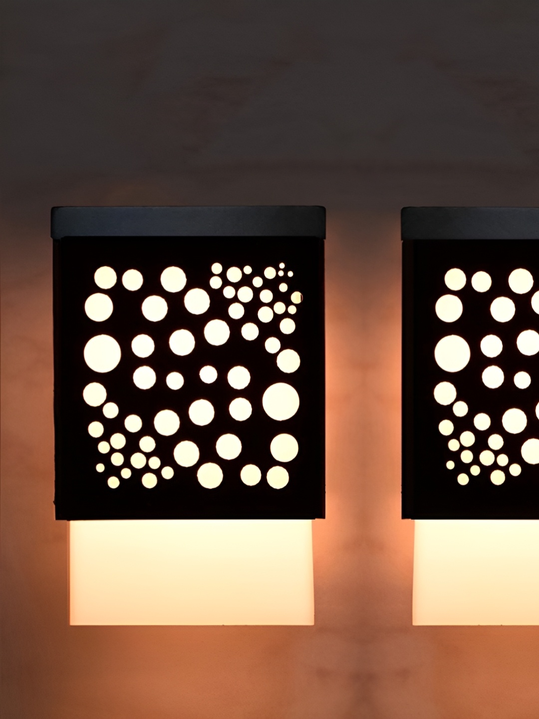 

Gojeeva Black and White 2 Pieces Wooden Textured Contemporary Square Shaped Wall Lamps