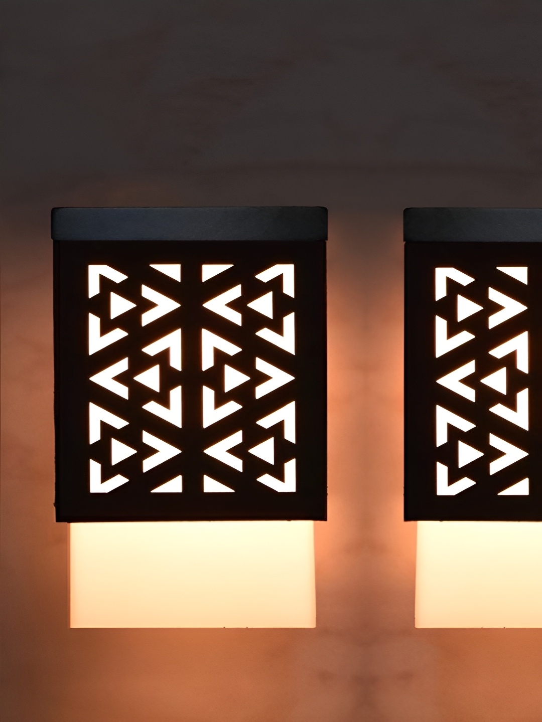 

Gojeeva Black & White 2 Pieces Textured Square Shaped Wooden Ceiling Wall Lamps