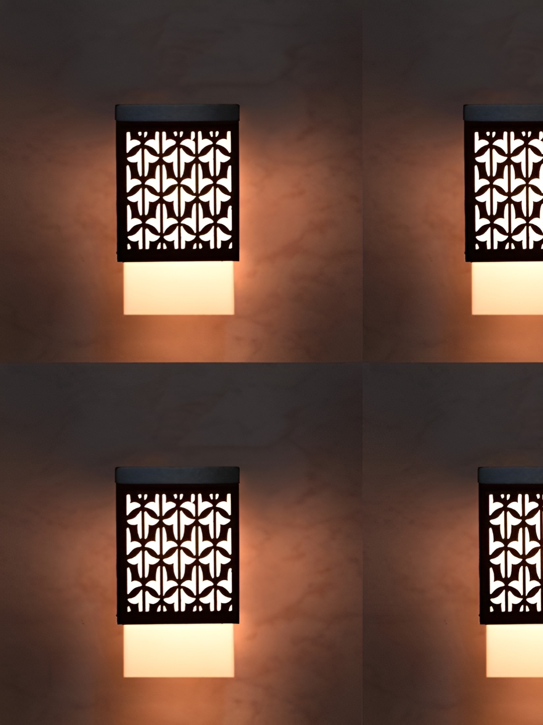 

Gojeeva Black & White 4 Pieces Textured Square Shaped Wooden Ceiling Wall Lamps
