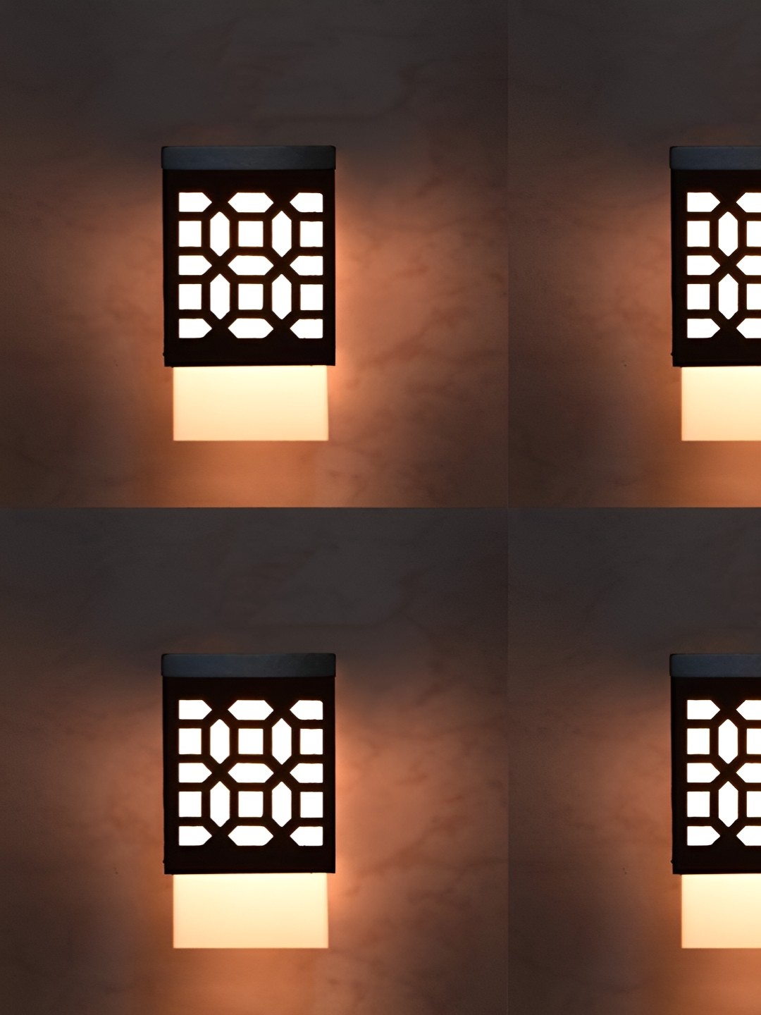 

Gojeeva Black & White 4 Pieces Textured Square Shaped Wooden Ceiling Wall Lamps