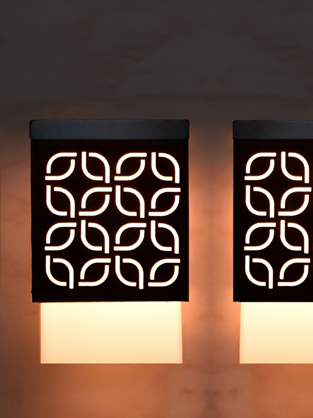 

Gojeeva Zup Black and White 2 Pieces Wooden Textured Contemporary Square Shaped Wall Lamps