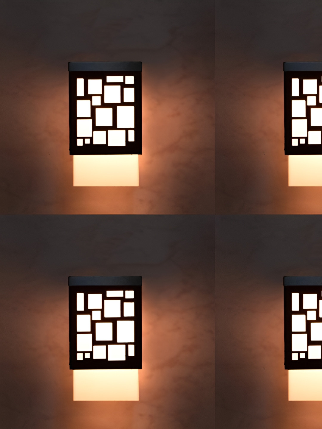 

Gojeeva Black & White 4 Pieces Wooden Textured Square Shaped Wall Lamp