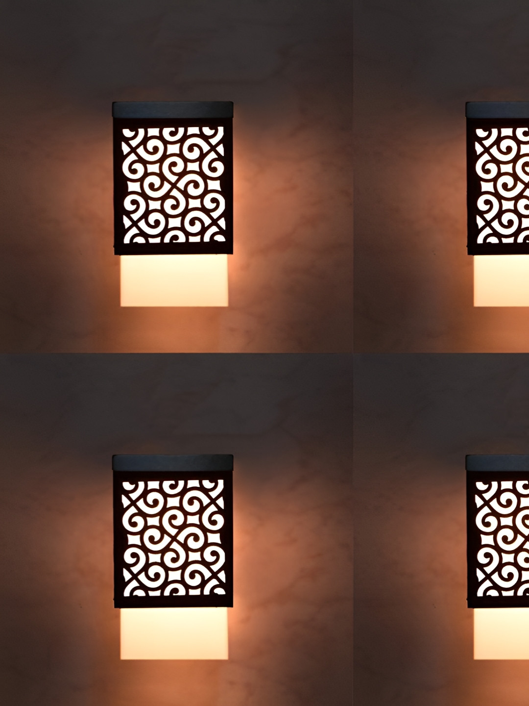 

Gojeeva Black & White 4 Pieces Wooden Textured Square Shaped Ceiling Lamps