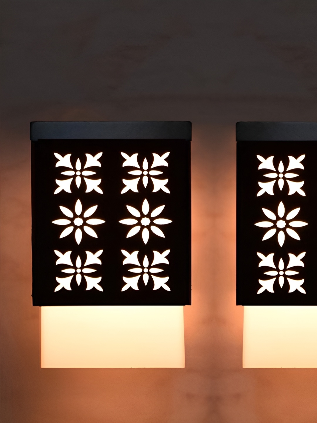 

Gojeeva Black & White 2 Pieces Wooden Textured Square Shaped Ceiling Lamps